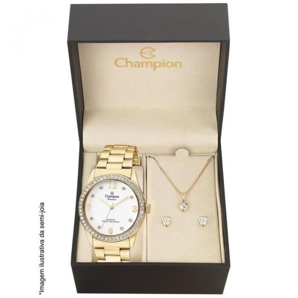 Relógio Champion Feminino Ref: Cn28893w Dourado + Semijóia