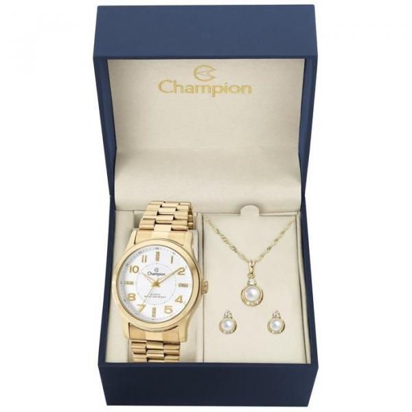 Relógio Champion Feminino Ref: Cn29221w Dourado + Semijóia