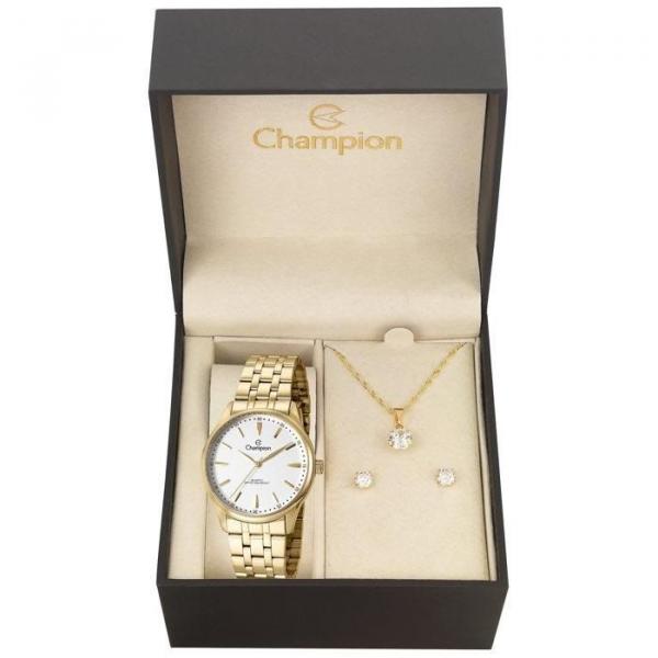 Relógio Champion Feminino Ref: Cn29516w Dourado + Semijóia