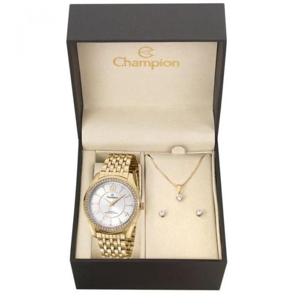 Relógio Champion Feminino Ref: Cn29632w Dourado + Semijóia
