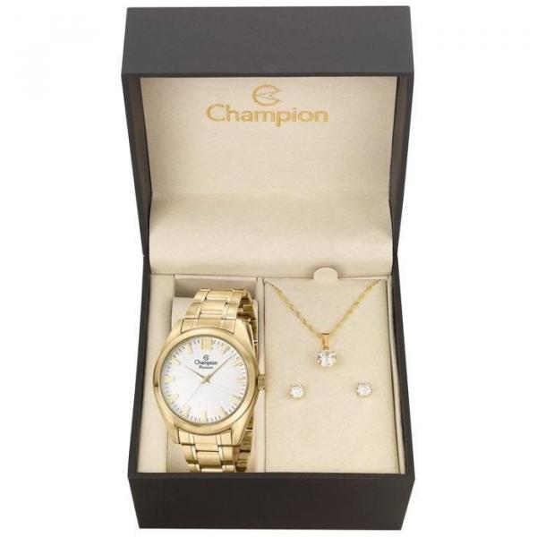 Relógio Champion Feminino Ref: Cn29865w Dourado + Semijóia