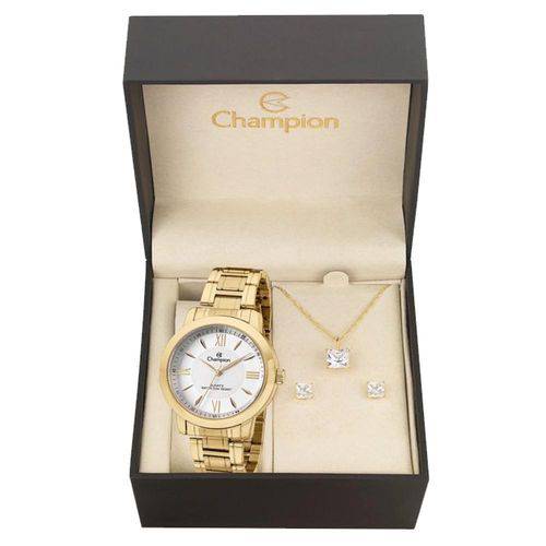 Relógio Champion Passion Ch24697j + Kit de Brincos e Colar