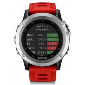 Relógio com Monitor de Atividade Gps Garmin Fenix 3 Prata e Pulseira Vermelha
