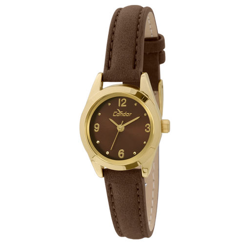 Relógio Condor Feminino Co2035kkz/2m Dourado Couro Marrom