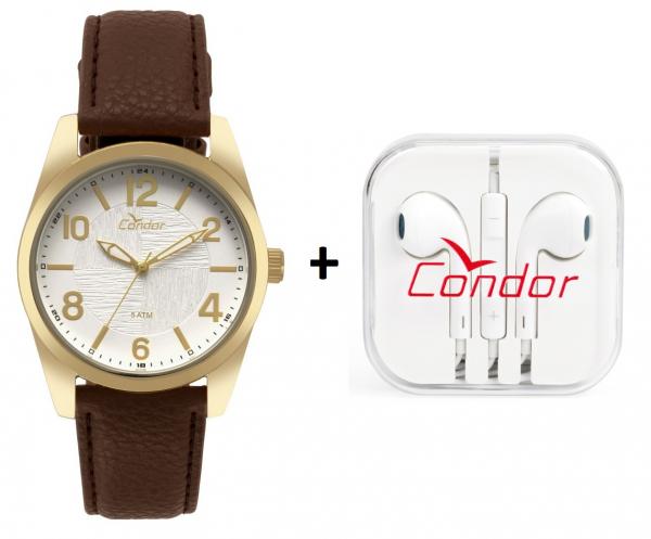 Relógio Condor Masculino Casual Dourado com Fone de Ouvido - Co2035kye/k2b