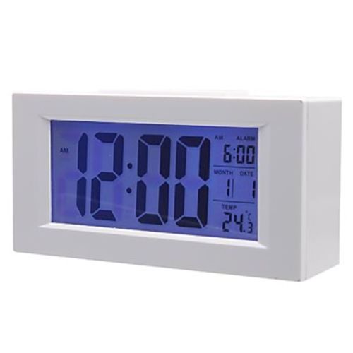 Relógio de Mesa Digital com Despertador Termômetro e Dígitos Grandes 820 Branco