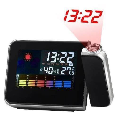 Relógio de Mesa Digital com Projetor de Horas Despertador Temperatura e Umidade do Ar 8190