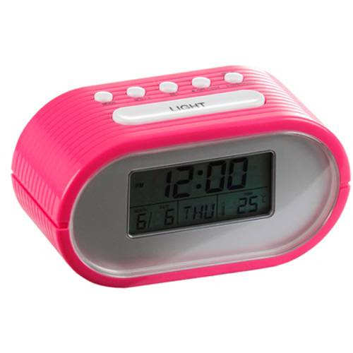 Tudo sobre 'Relógio de Mesa Plástico Despertador Slot com Medidor de Temperatura Pink Brilhante - Urban'