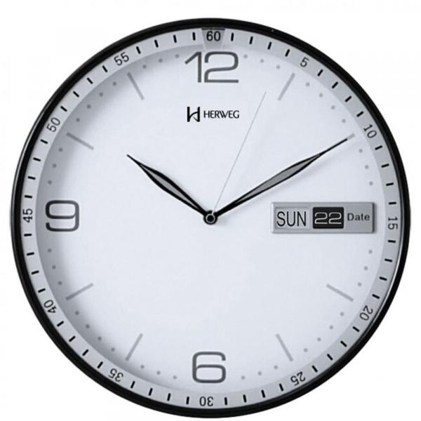 Relógio de Parede 6415 Herweg Branco 30cm Calendário