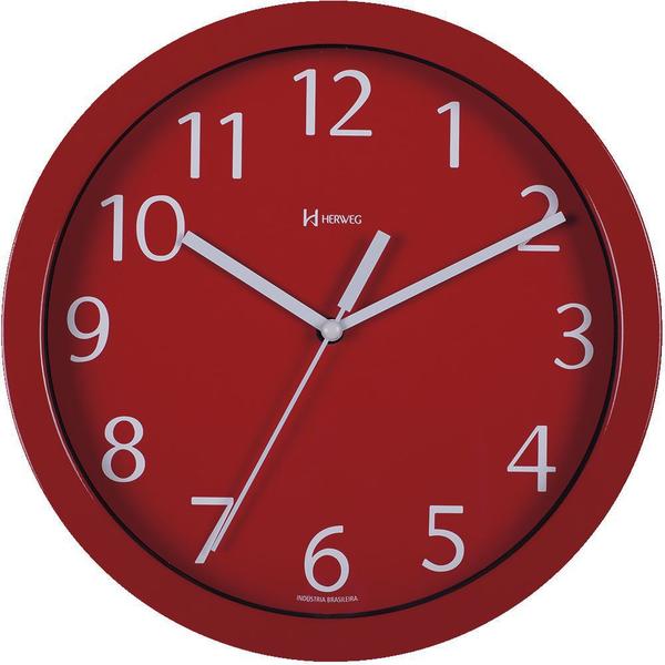 Relógio de Parede Aluminio 24,5 Cm Vermelho Herweg 6718-44