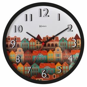 Relógio de Parede Analógico Decorativo Casinhas Mecanismo Step Herweg Preto