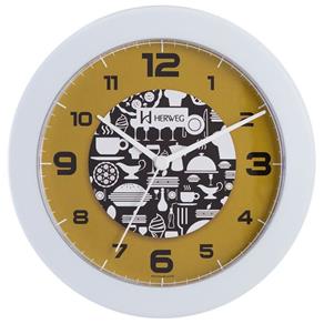 Relógio de Parede Analógico Decorativo Ideal para Cozinha Herweg Branco