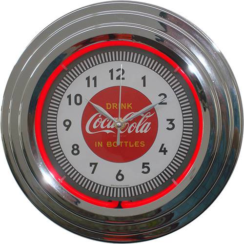 Relógio de Parede Coca-Cola Plástico Neon Single Colorido
