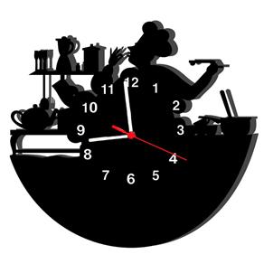 Relógio de Parede Decorativo Chefe de Cozinha - Preto