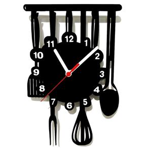 Relógio de Parede Decorativo Cozinha - Preto