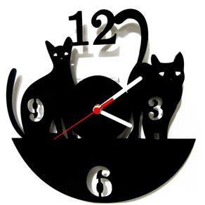 Relógio de Parede Decorativo Gatos - Preto