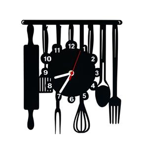 Relógio de Parede Decorativo - Modelo Cozinha - Preto
