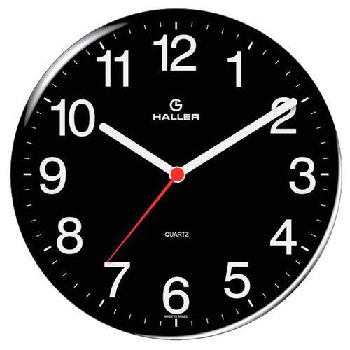 Relógio de Parede Disco 5608/02 22cm Preto Haller