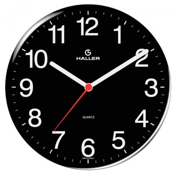 Relógio de Parede Disco 5608/02 22cm Preto - Haller