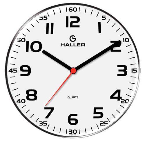 Relógio de Parede Disco 5609/01 22cm Branco Haller