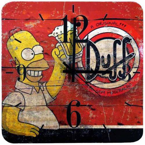 Relógio de Parede Duff Homer Simpsons Cerveja Quadrado