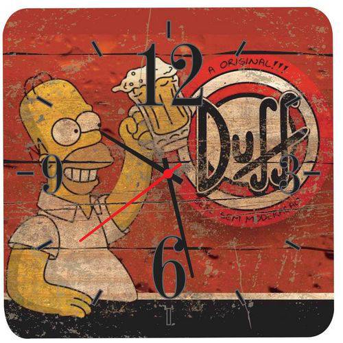 Relógio de Parede em Madeira Mdf Cerveja Duff Simpsons