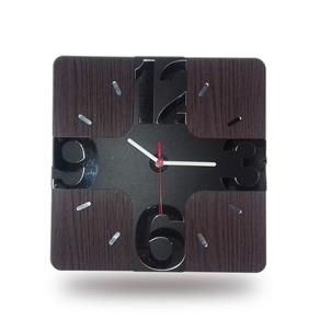 Relógio de Parede em Madeira Mdf Laminado com Números 3D em Espelhos