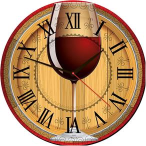 Relógio de Parede Estilo Rústico Retrô Taça de Vinho 30 Cm