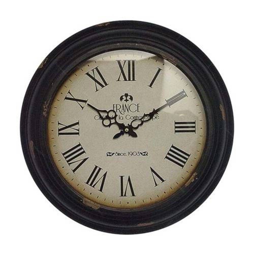 Relógio de Parede France Preto em Ferro Oldway - 43x43 Cm