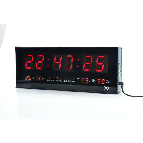 Relógio de Parede Grande Painel Led Digital Calendário Hora Temperatura