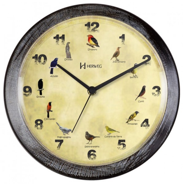 Relógio de Parede Herweg Canto dos Pássaros Brasileiros 6658-273