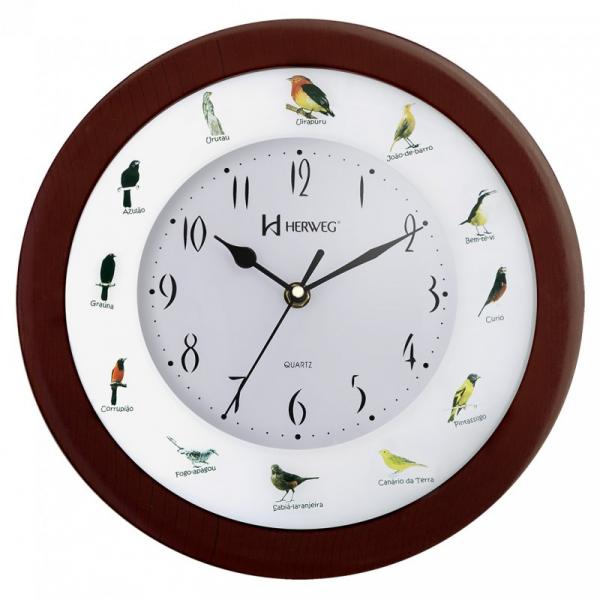 Relógio de Parede Canto dos Pássaros Brasileiros Herweg 6370-84