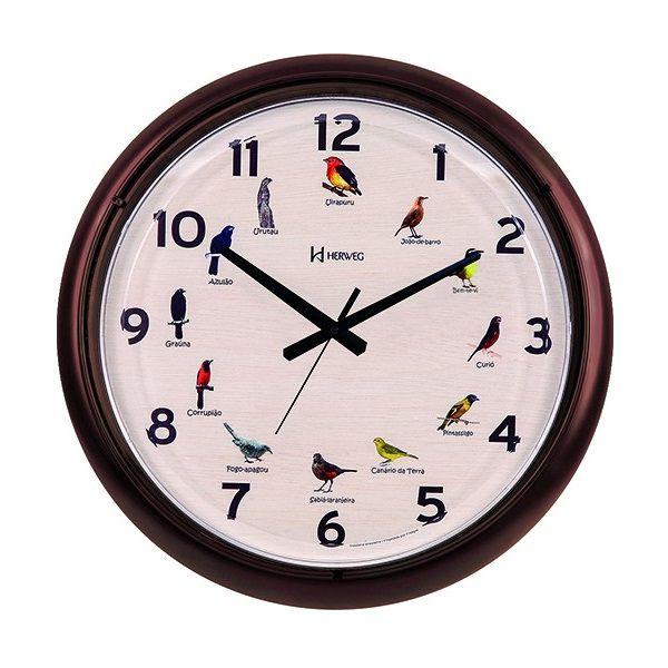 Relógio de Parede Herweg Canto Pássaros Brasileiros 6691-304