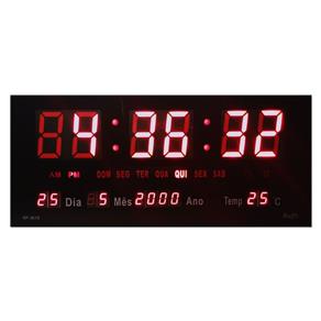 Relógio de Parede Led Digital Calendário Temperatura Alarme