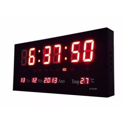 Relógio de Parede Led Digital Calendário Temperatura Pequeno