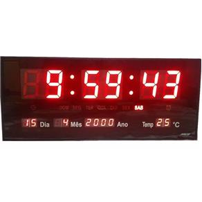 Relógio de Parede LED Digital Temperatura Calendário Pequena