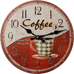 Relógio de Parede Mdf Coffe Bon Gourmet Analógico Cód 12268