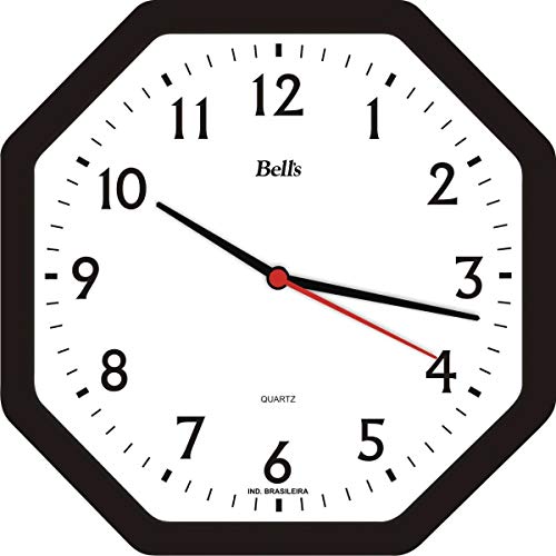 Relógio de Parede Oitavado, Bell's, Preto
