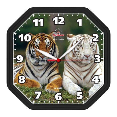 Relógio de Parede Oitavado Preto Tigre