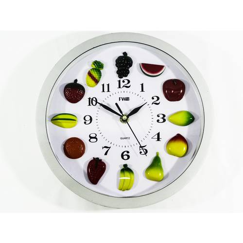 Tudo sobre 'Relógio de Parede para Cozinha com Motivos de Frutas'