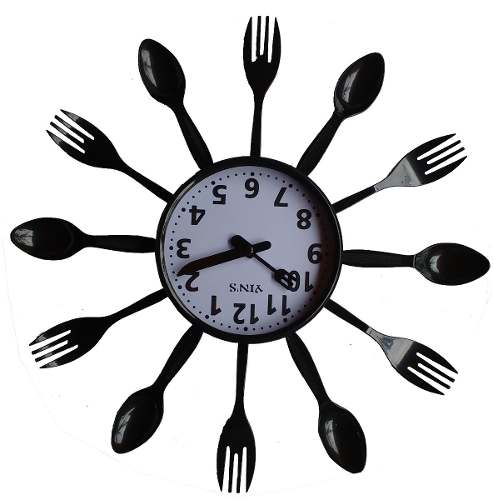 Relógio de Parede para Cozinha Formato de Talheres - Bidem