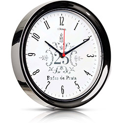 Tamanhos, Medidas e Dimensões do produto Relógio de Parede Quartz Cromado - Boda de Prata - Herweg