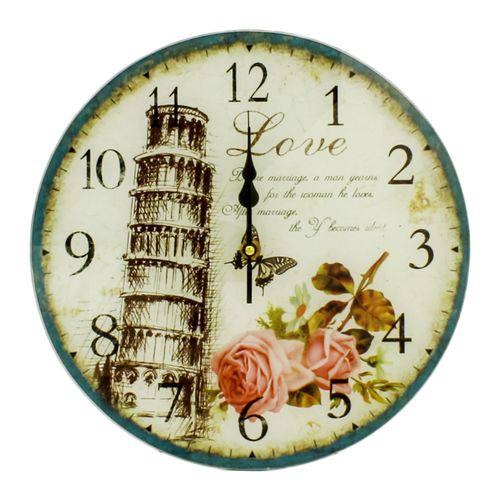Relógio de Parede Redondo de Vidro 30cm