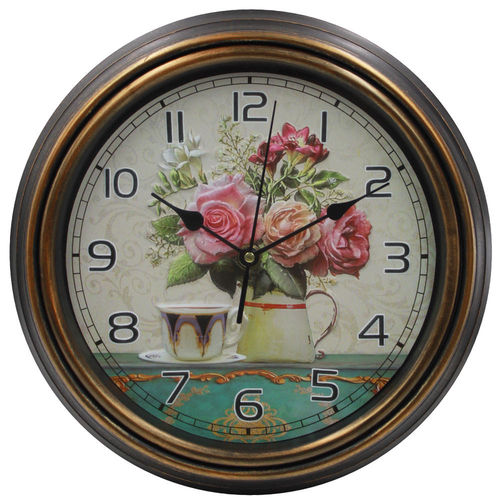 Relógio de Parede Redondo Estampado 3d Café da Tarde 30cm