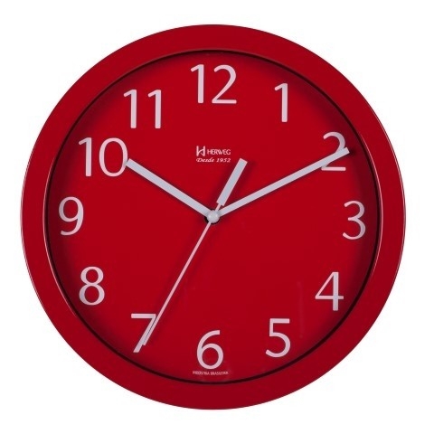 Tudo sobre 'Relógio de Parede Redondo Moderno Analógico Alumínio Herweg Vermelho'