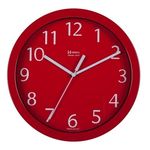 Relógio de Parede Redondo Moderno Analógico Mecanismo Step Alumínio Vermelho Herweg