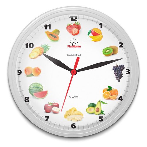 Relógio de Parede Redondo Omega Branco Frutas