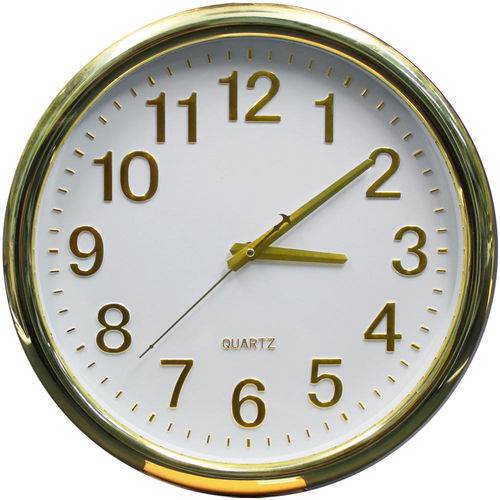 Relógio de Parede Redondo Premium Quartz Dourado 36cm