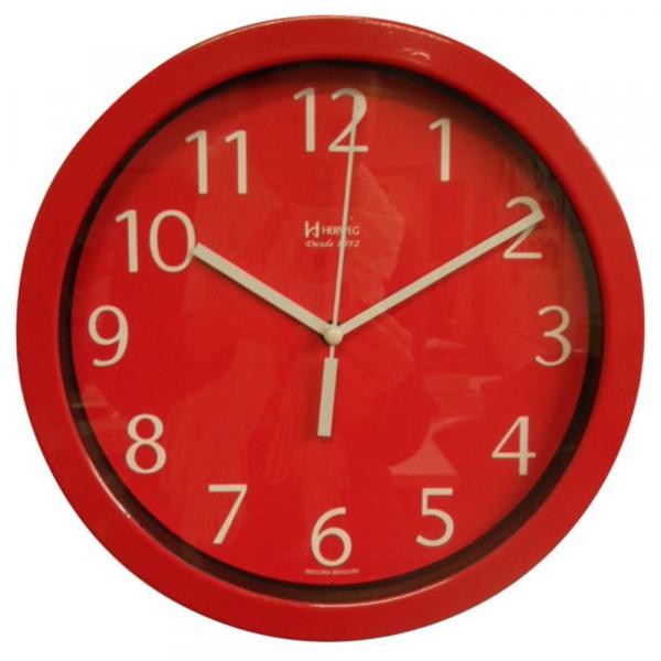 Relógio de Parede 24,5 Cm Alumínio Vermelho Herweg 6718-44