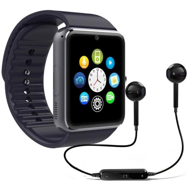 Relógio de Pulso Smartwatch Gt08 Bluetooth Touch Câmera Android Celular Chip Sim Chamadas Passômetro Sono + Fone Ouvido S6
